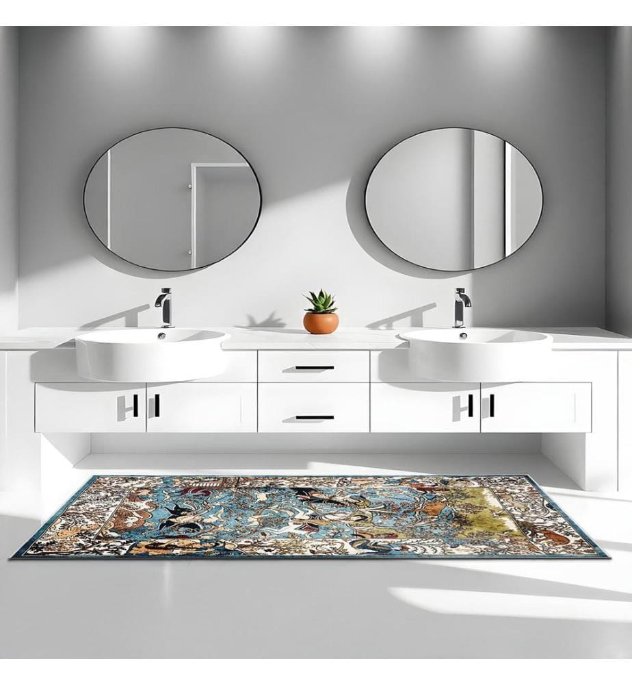 Tappeto, 160 x 230, blu, 100% POLIESTERE