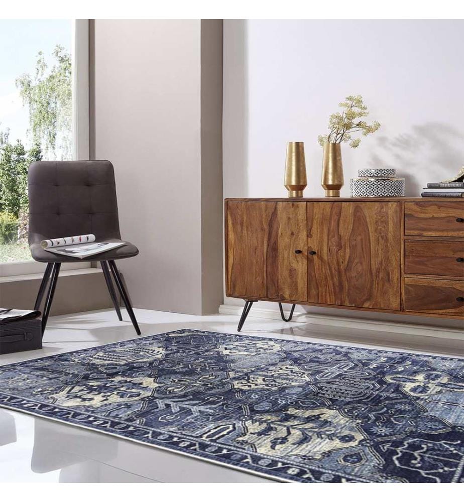 Tappeto, 160 x 230, blu, 100% POLIESTERE
