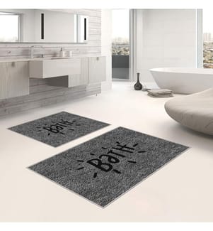 Badematten-Set, 2-teilig, Grau, Schwarz, 100% Polyester, 40 x 60 cm (1 Stück), 50 x 80 cm (1 Stück)