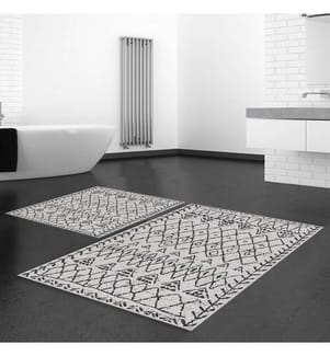 Badematten-Set, 2-teilig, Grau, Schwarz, 100% Polyester, 40 x 60 cm (1 Stück), 50 x 80 cm (1 Stück)