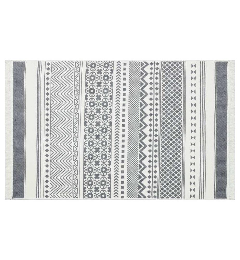 Grau,Weiss, Teppichläufer, 160 X 230 cm, Baumwolle