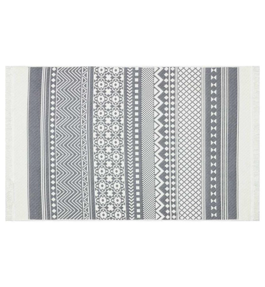 Grau,Weiss, Teppichläufer, 160 X 230 cm, Baumwolle