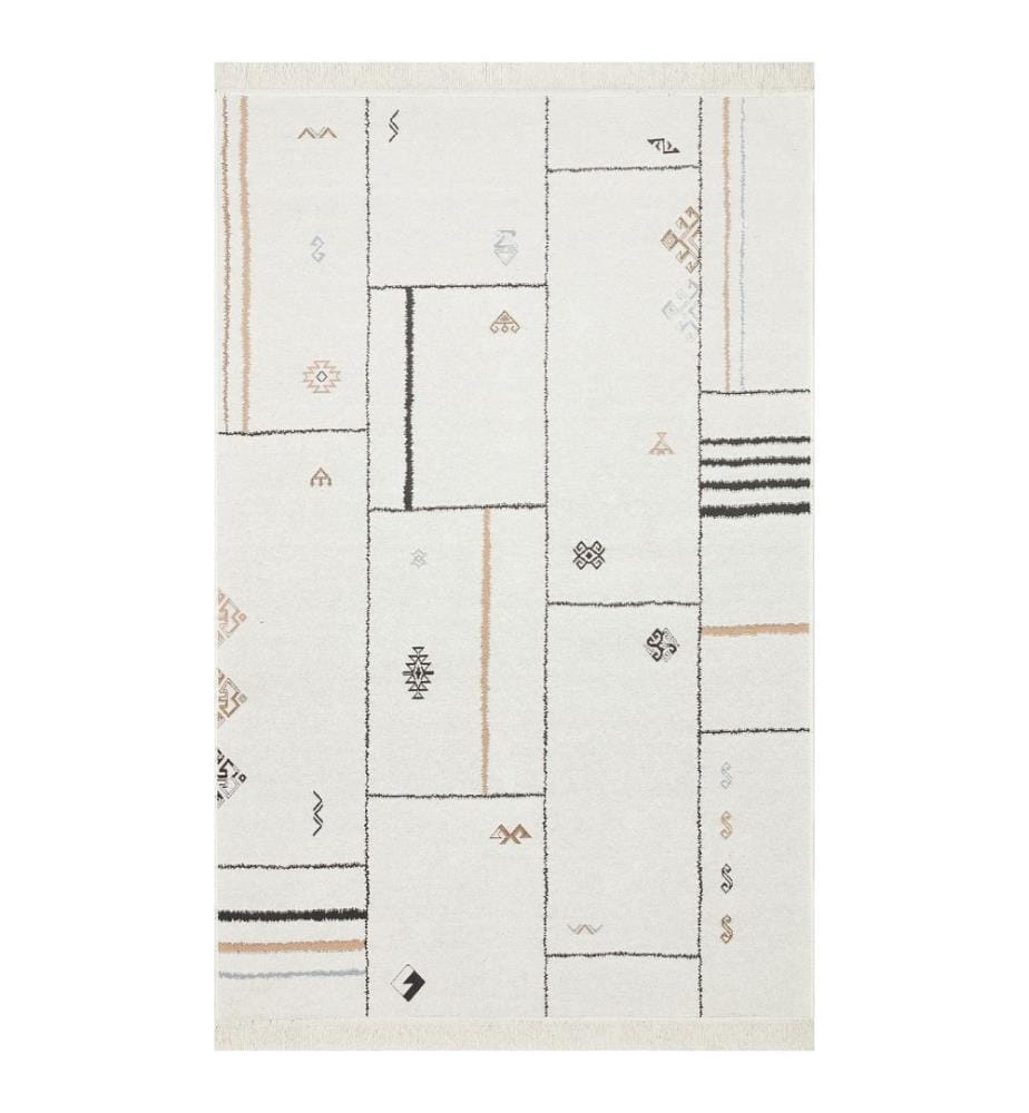 Tapis, 80 x 150, Noir, Blanc, 100 % COTON