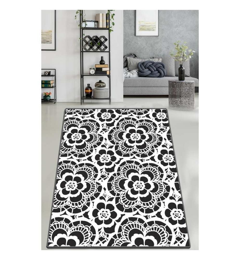 Tappeto, 120 x 180, Nero, Bianco, 100% POLIESTERE