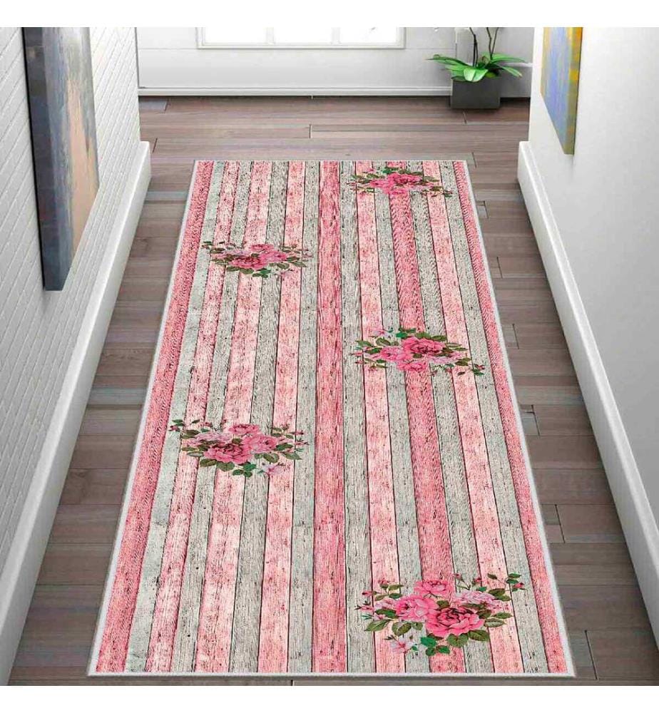 Tappeto, Rosa, Grigio, Verde, 100% Poliestere, 80 x 100 cm