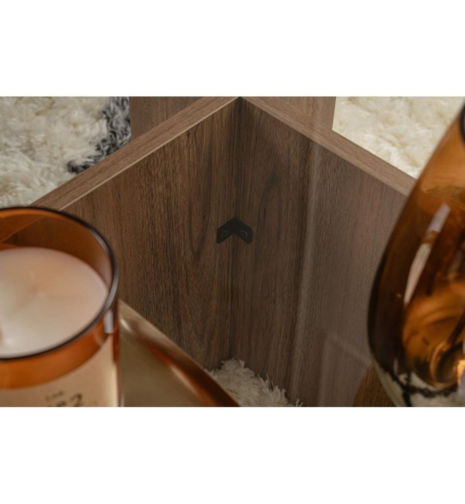 Table basse, noyer, 100 % VERRE TEMPÉRÉ, structure : PANNEAU DE PARTICULES 100 % MÉLAMINÉ