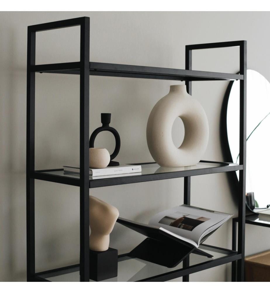 Nero, Libreria, 165X80X30 cm, Vetro Degustato