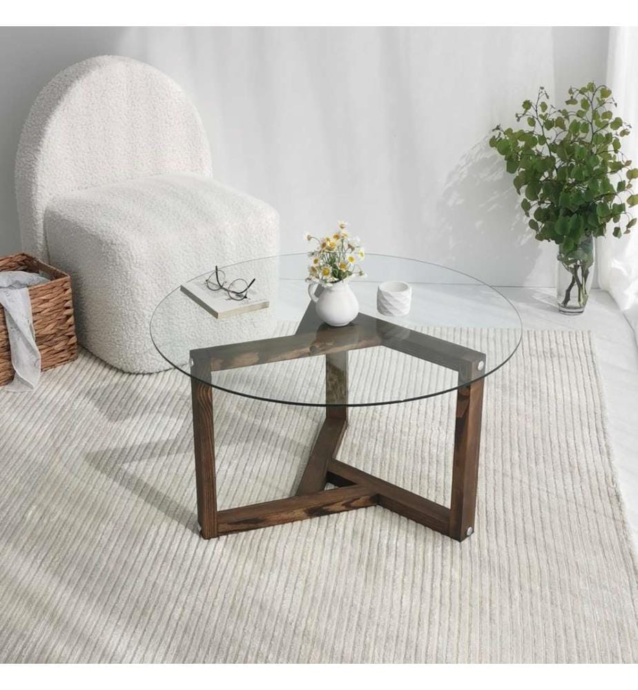 Couleur Noix, Tables Basses, 40X75X75 cm, Verre À Dégusté