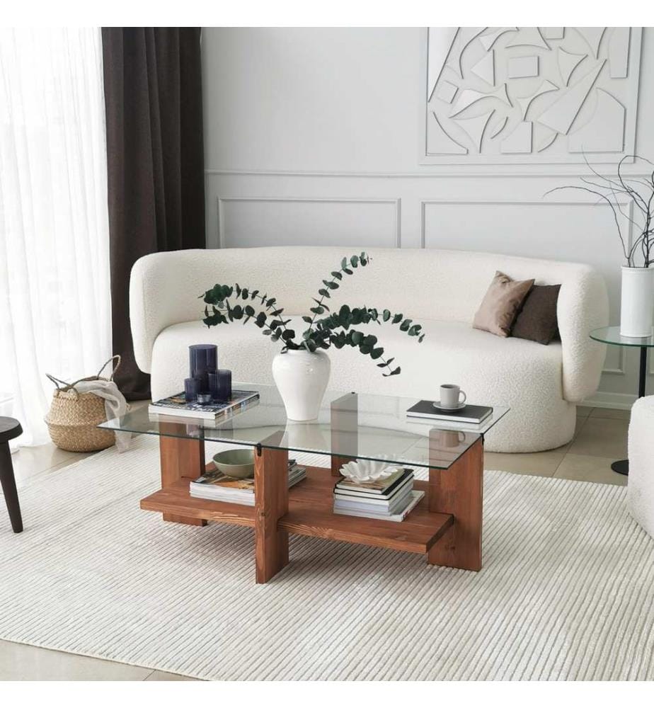 Legno, Tavolini, 40X105X60 cm, Vetro Degustato