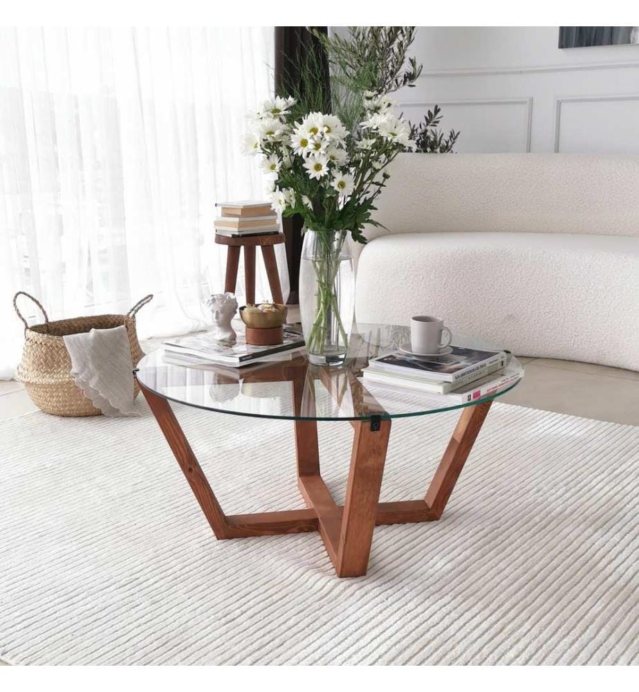 Legno, Tavolini, 35X75X75 cm, Vetro Assaggiato