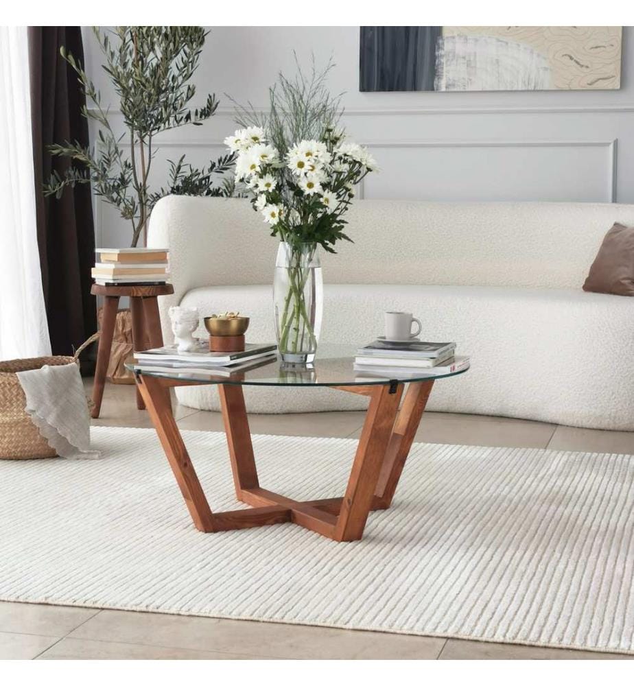 Legno, Tavolini, 35X75X75 cm, Vetro Assaggiato