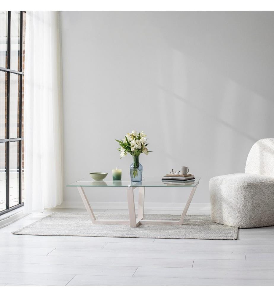 Bianco, Tavolini Da Caffè, 35X105X65 cm, Vetro Degustato