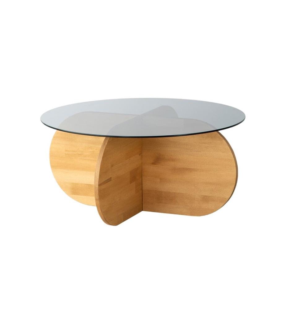 Coffee Table, Oak, Table Top: Tempered Glass, Frame: Solid Pine Wood