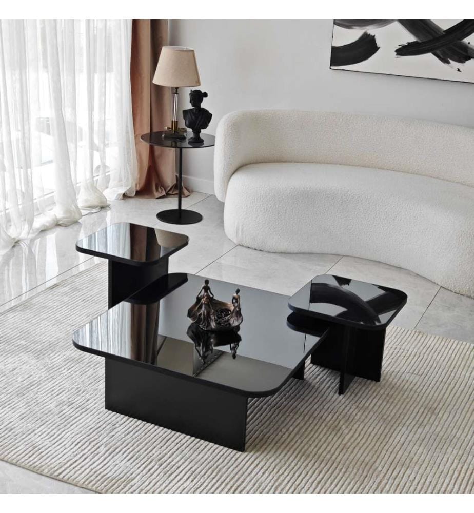 Table basse, Noir, Fumée, Panneau de particules mélaminé