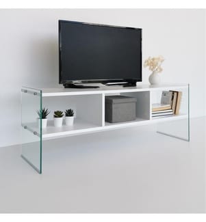 Blancs, Armoires Tv, 45X120X35 cm, Plaque De Particules Enrobée De Mélamine