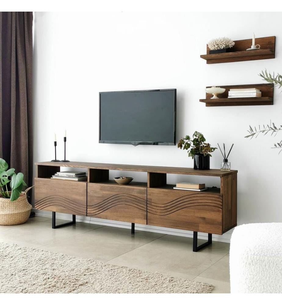 Couleur Noix, Armoires De Télévision, 15X50X12 cm, Bois Massif À En Pin