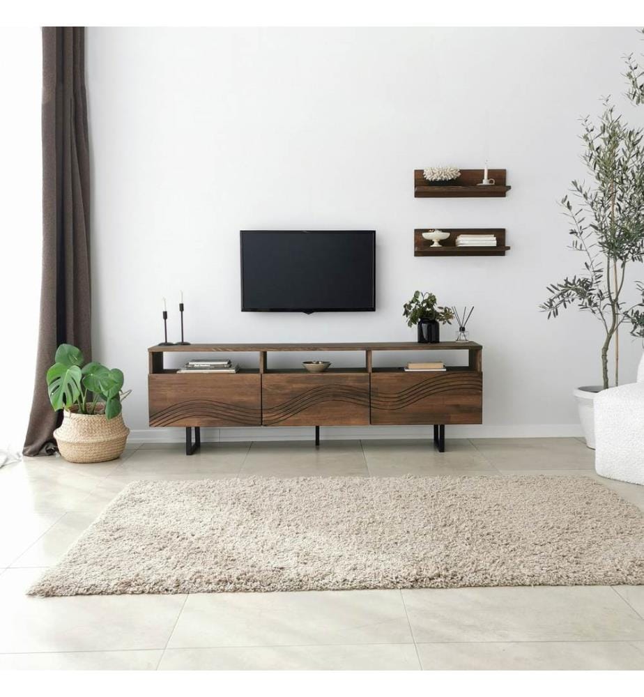 Couleur Noix, Armoires De Télévision, 15X50X12 cm, Bois Massif À En Pin