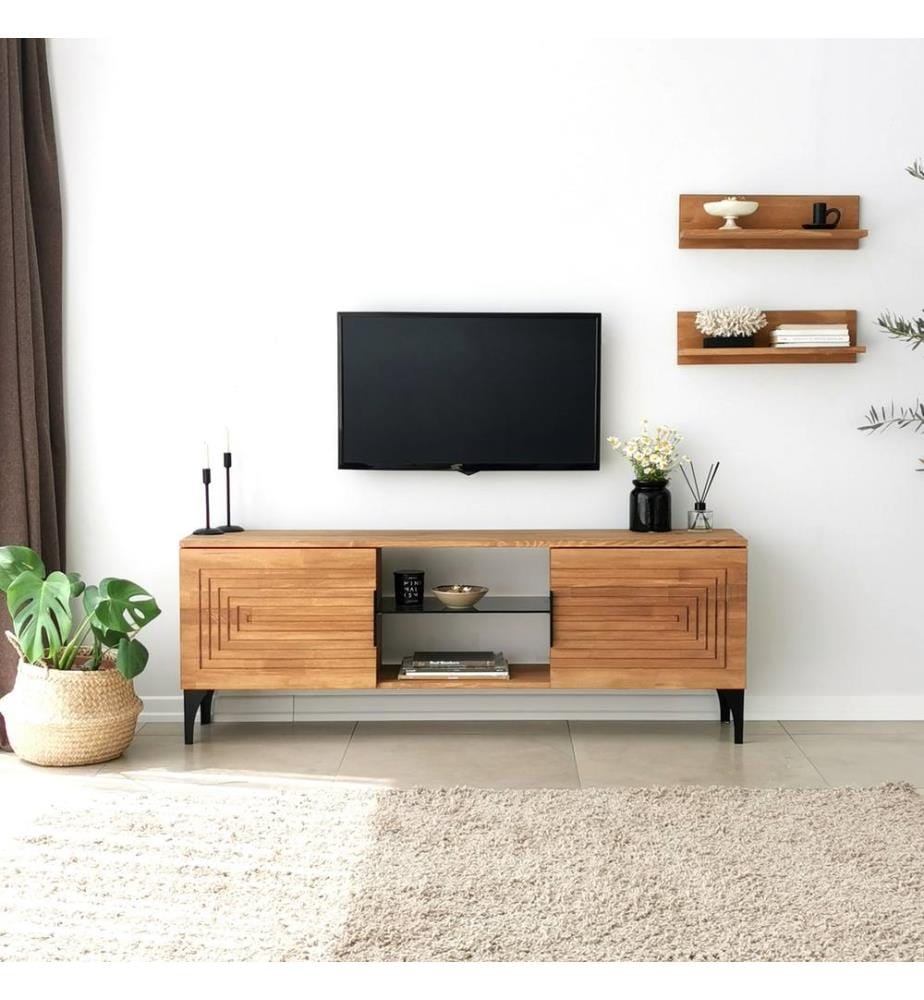 Color Quercia, Armadi Tv, 15X50X12 cm, In Legno In Solido Pino
