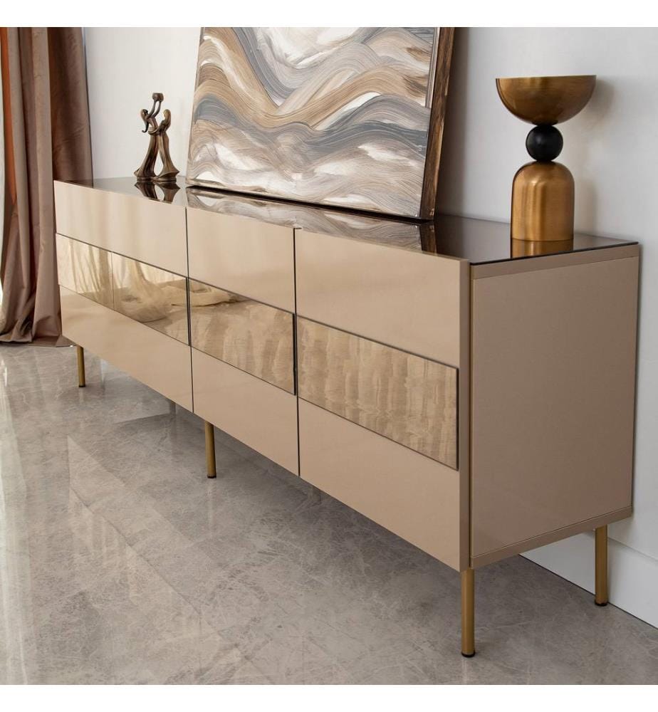 Porta TV, Bronzo, Oro, MDF