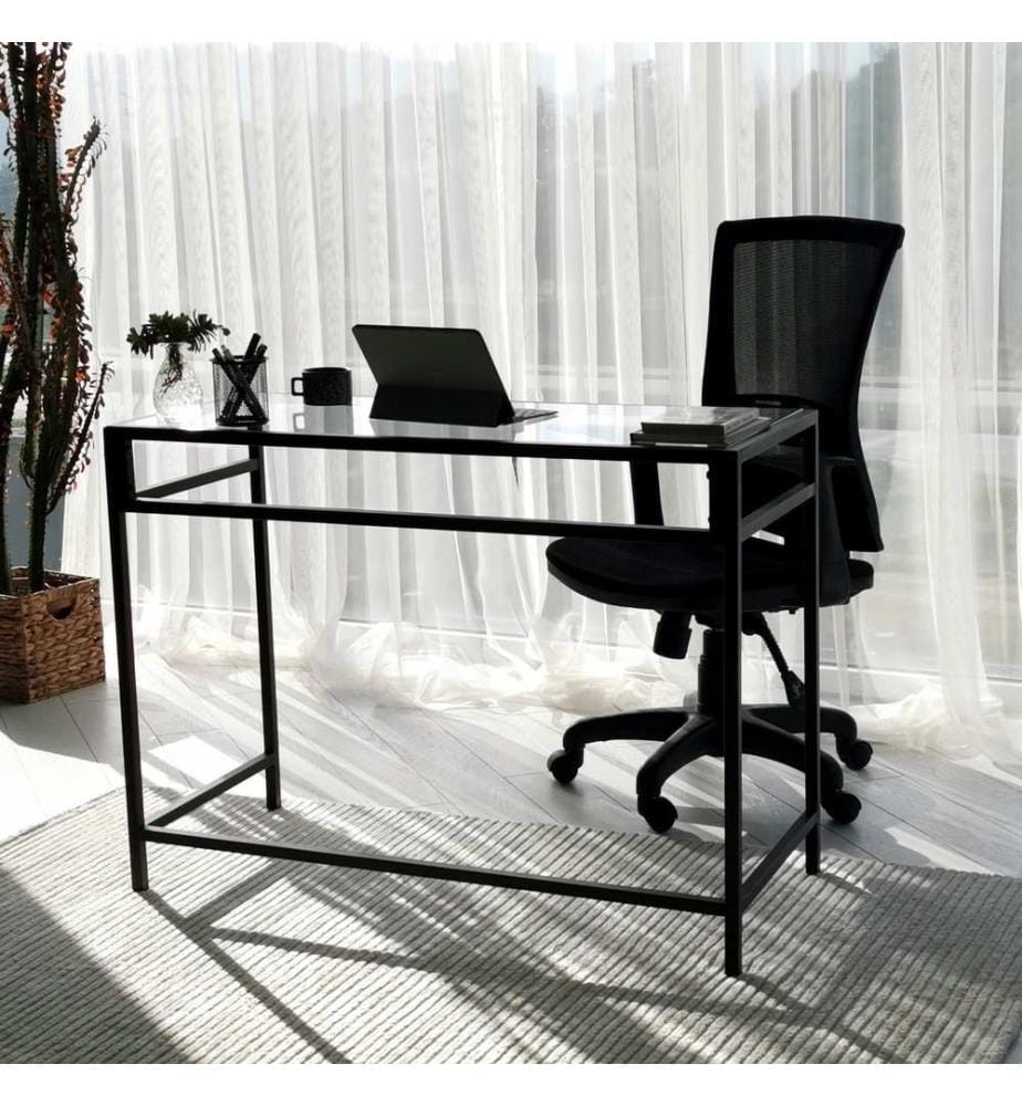 Noir, Tables Basses, 75X100X45 cm, Verre Goûté
