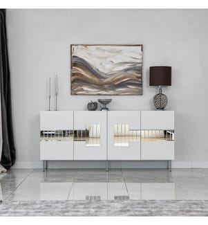 Console, Bianco, Argento, Pannello di particelle rivestito in melamina