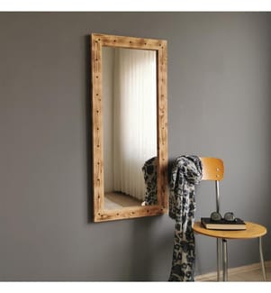 Colore In Noce, Specchio Da Parete, 110X50 cm, In Legno Massiccio Di Pino