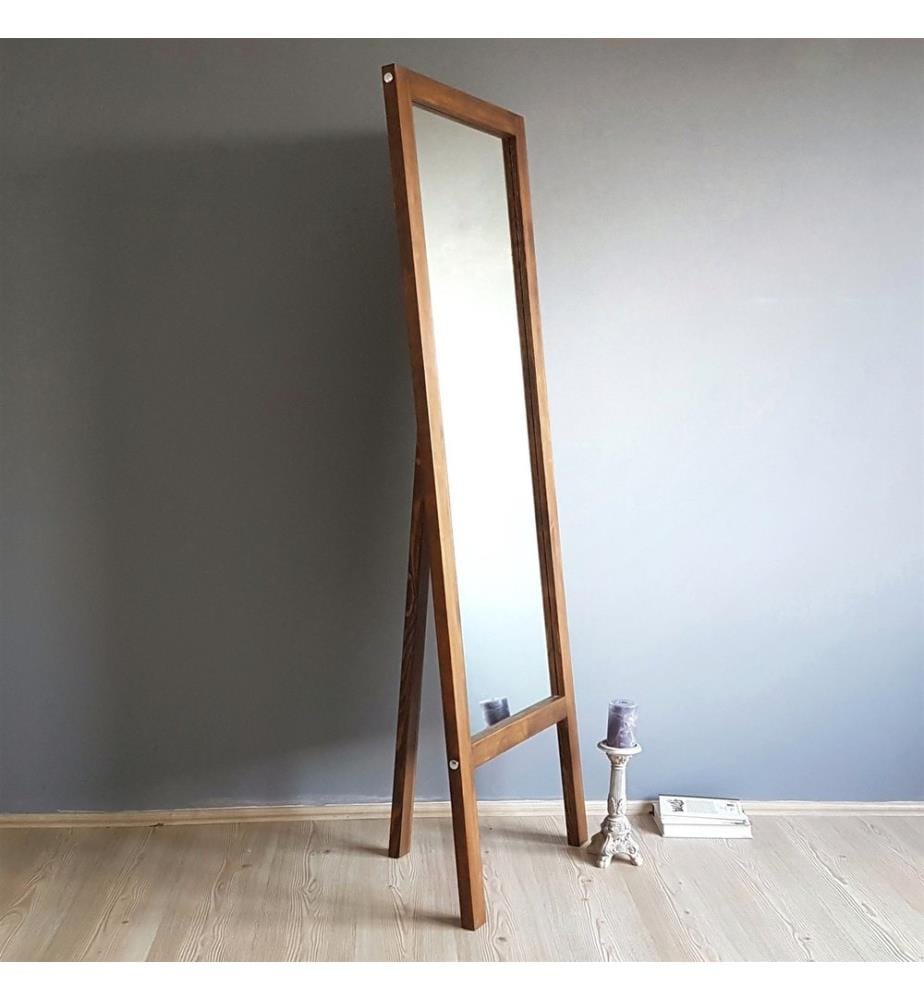 Cheval Mirror, Walnut, Pine Solid Wood