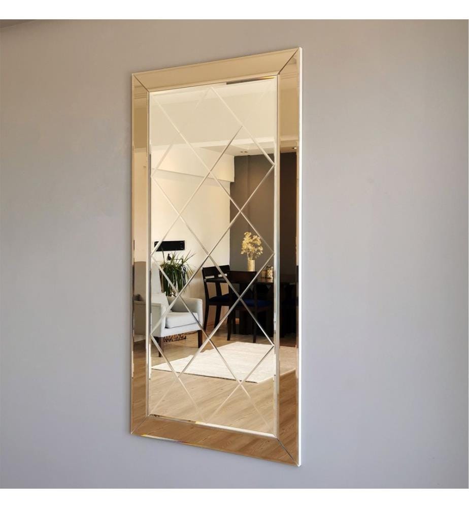 Argento, Specchio Da Parete, 130X65X2,2 cm, MDF