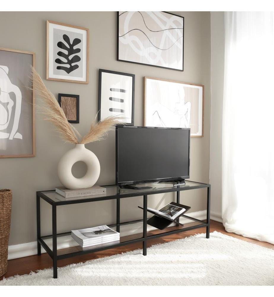 Mat Black, Armadi Tv, 45X130X40 cm, Vetro Degustato