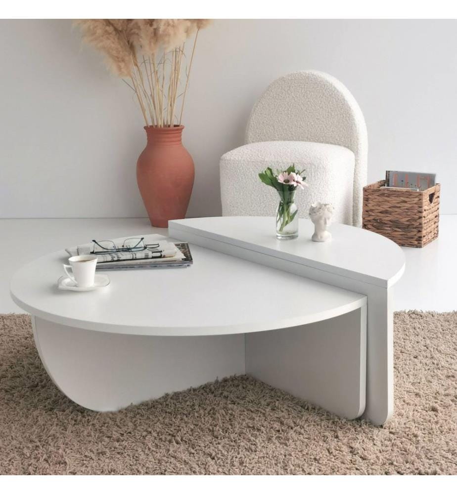 Blancs, Tables Basses, 30X90X60 cm, Plaque De Particules Enrobée De Mélamine