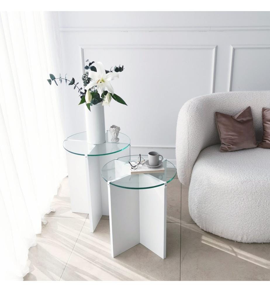 Blanc, Tables Basses, Verre À 100%