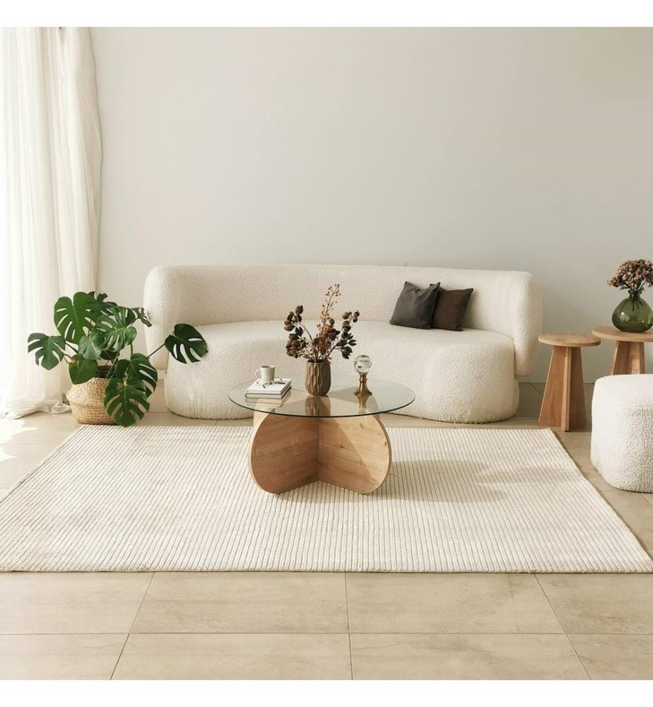 Table basse, chêne saphir, verre trempé , châssis : Panneau de particules mélaminé