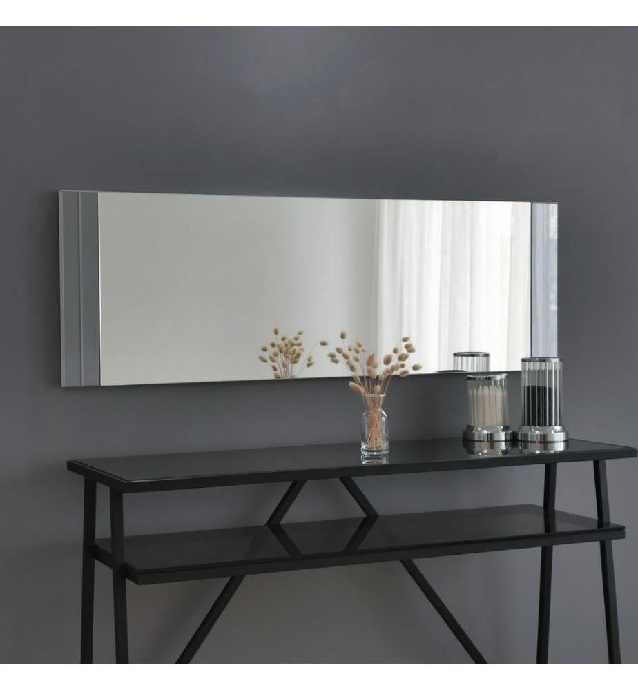 Blanc, Miroir Mural, 120X40X2,2 cm, Plaque De Particules Enrobée De Mélamine