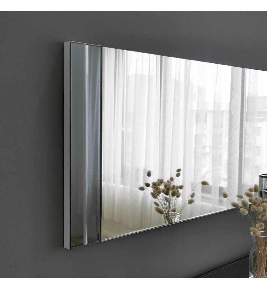 Blanc, Miroir Mural, 120X40X2,2 cm, Plaque De Particules Enrobée De Mélamine