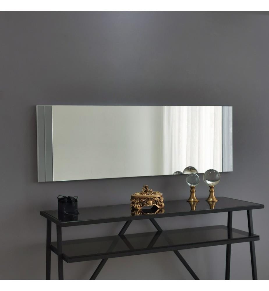 Blanc, Miroir Mural, 120X40X2,2 cm, Plaque De Particules Enrobée De Mélamine