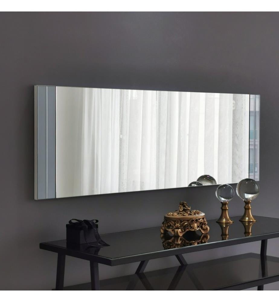 Blanc, Miroir Mural, 120X40X2,2 cm, Plaque De Particules Enrobée De Mélamine