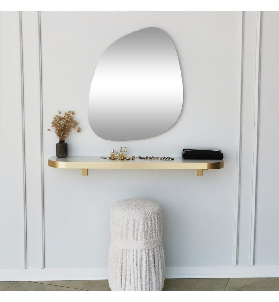 Oro, Specchio Da Parete, 75X58 cm, Piastra Di Particelle Rivestita Con Melamina