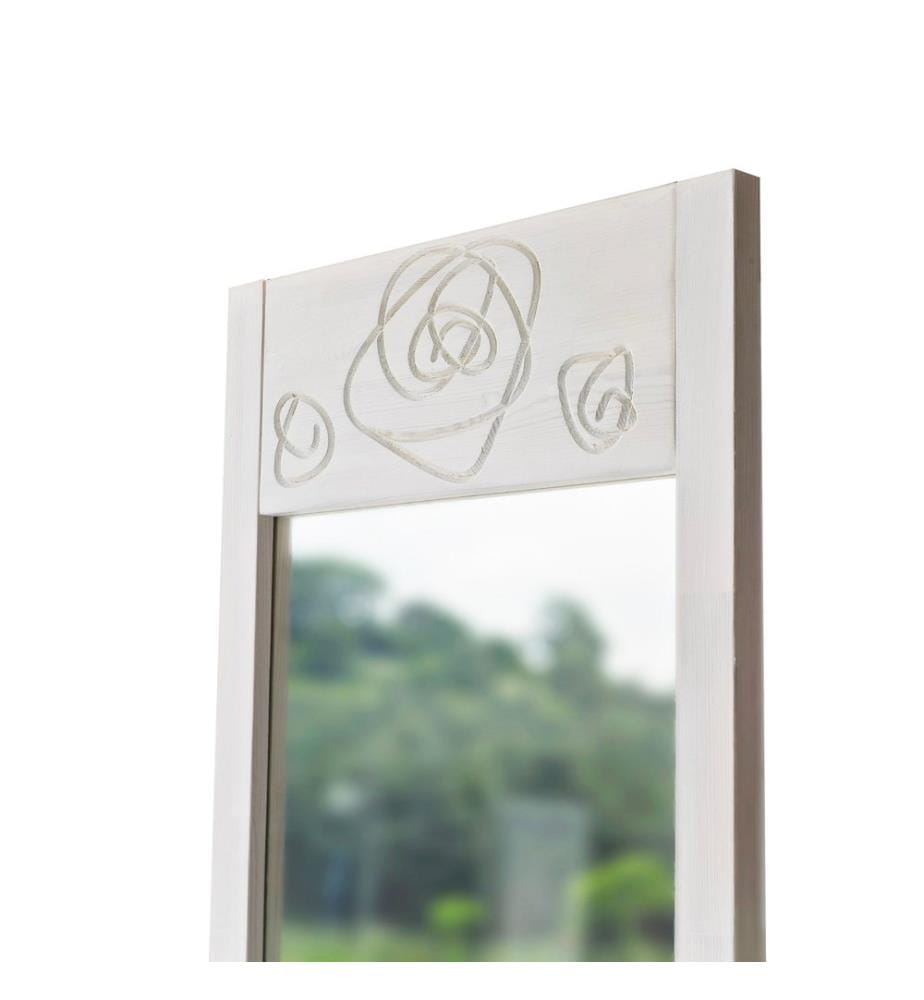 Specchio ovale, Bianco, Legno massiccio