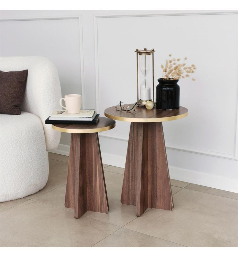 Table à café, Or, Noyer, Panneau de particules mélaminé