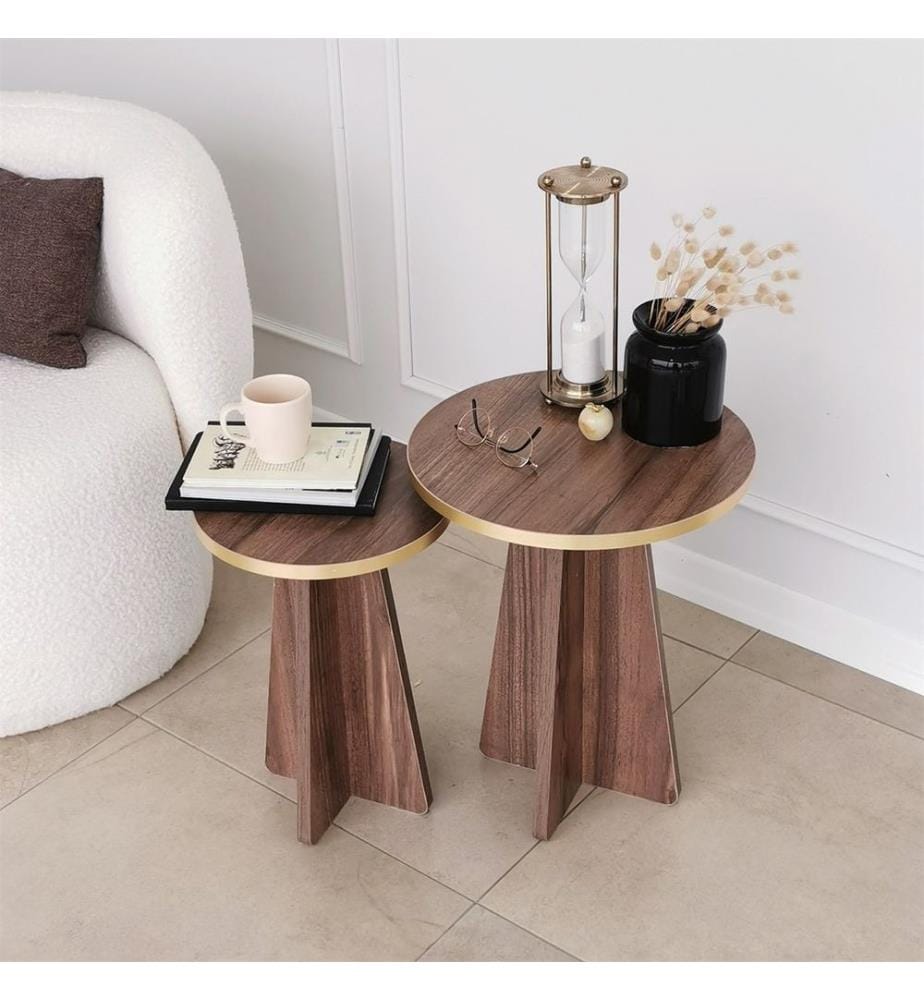 Table à café, Or, Noyer, Panneau de particules mélaminé