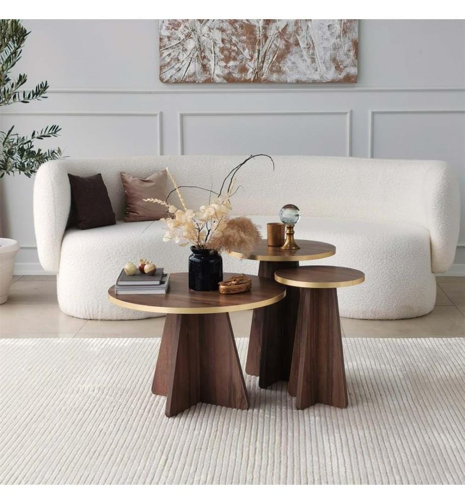 Table à café, Or, Noyer, Panneau de particules mélaminé