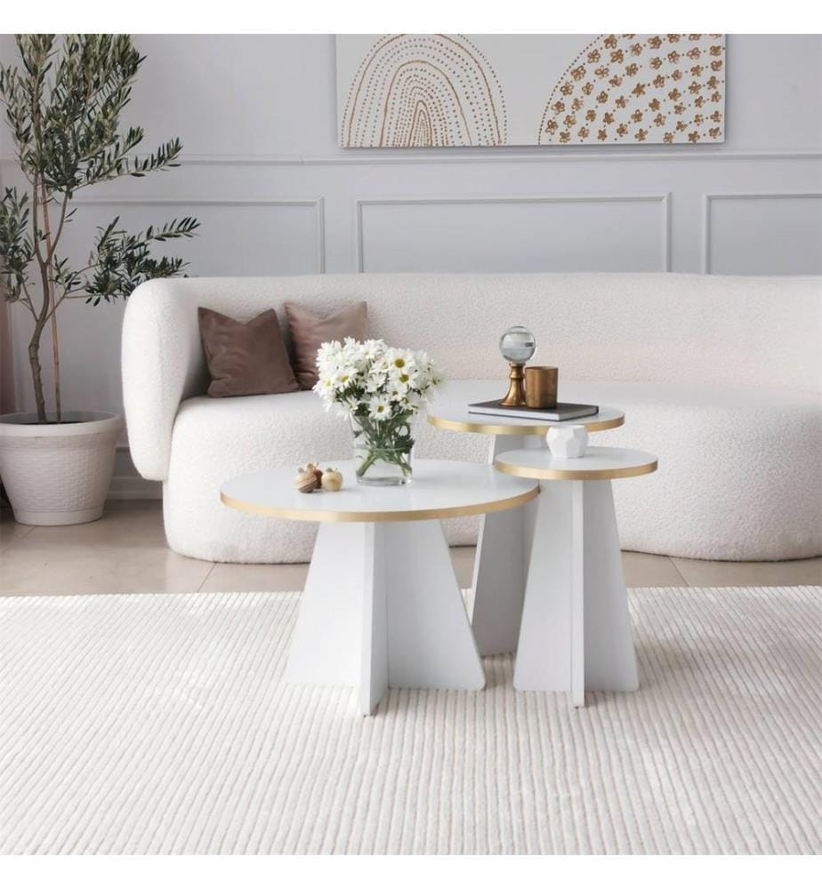 Table basse, Or, Blanc, Panneau de particules mélaminé