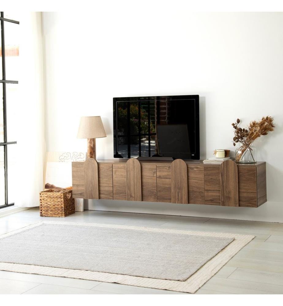Meuble TV, Noyer, Châssis : Panneau de particules mélaminé