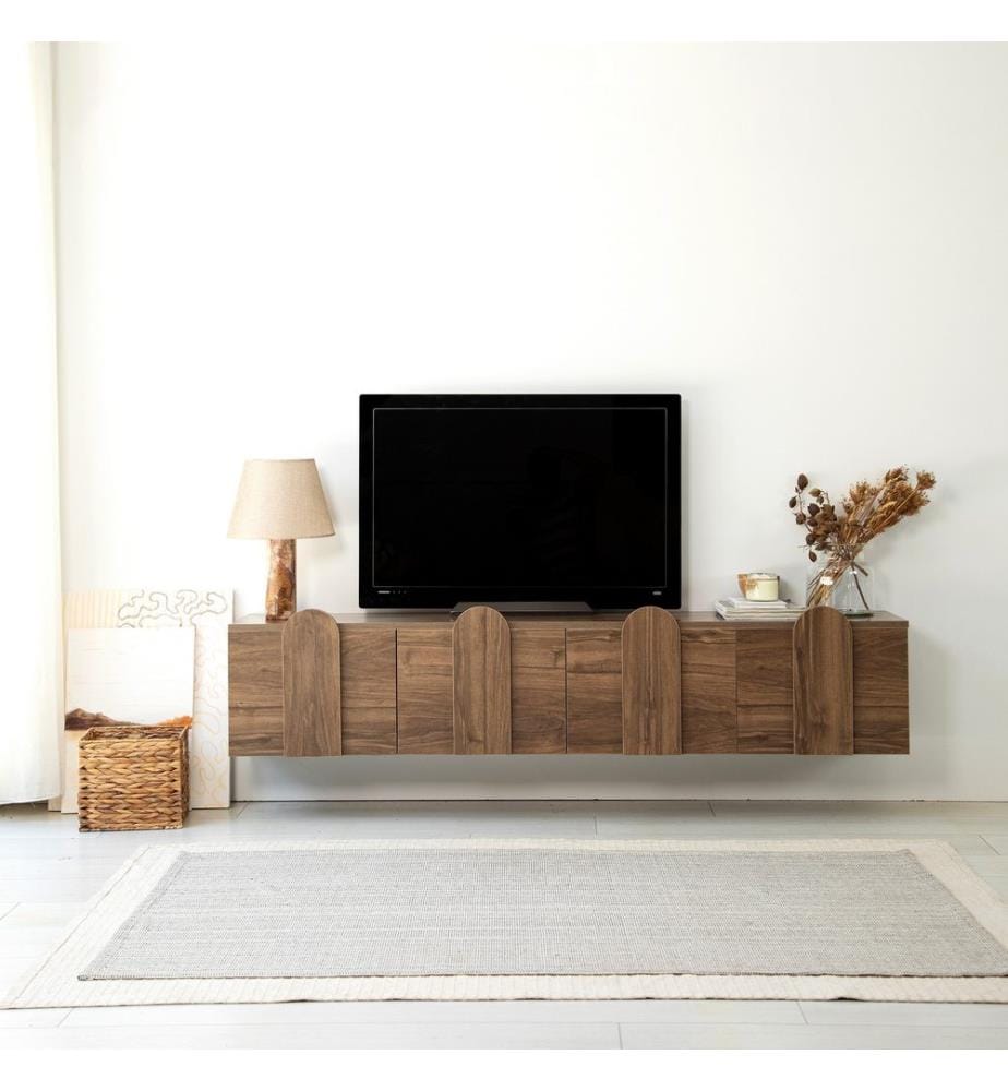 Meuble TV, Noyer, Châssis : Panneau de particules mélaminé