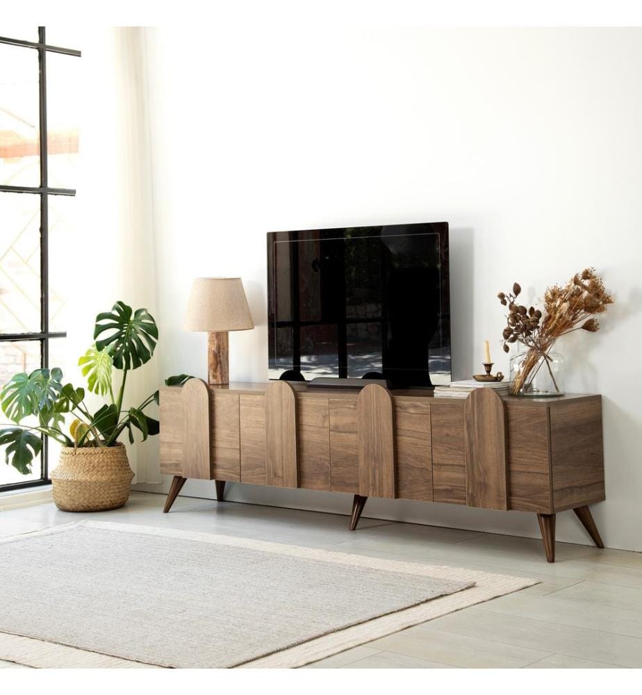 Meuble TV, Noyer, Châssis : Panneau de particules mélaminé
