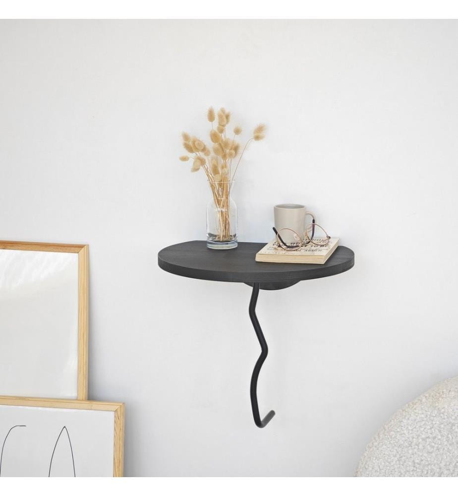 Mensola a muro, Nero, Antracite, Legno massiccio, Struttura: Metallo