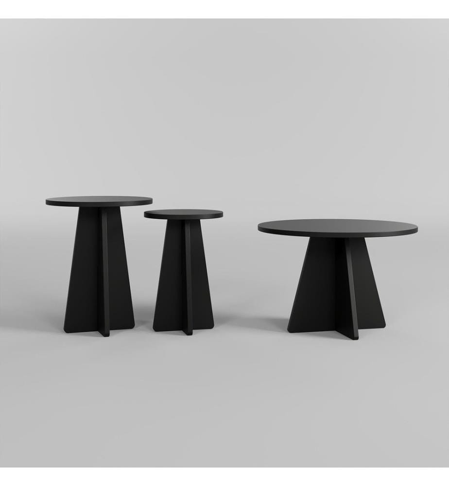 Set di tavolini da caffè, nero, pannello di particelle rivestito in melamina