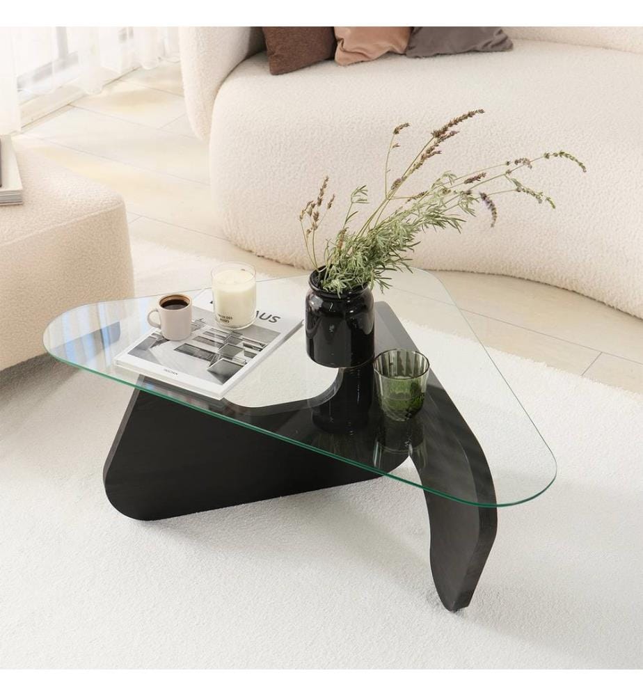 Coffee Table, Anthracite, 100% TEMPERED GLASS, Frame: 100% SOLID WOOD