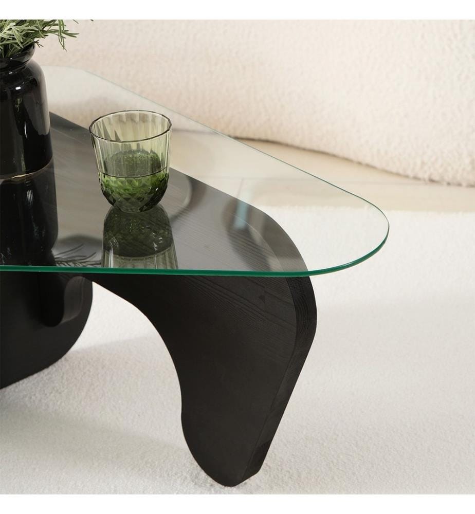 Coffee Table, Anthracite, 100% TEMPERED GLASS, Frame: 100% SOLID WOOD