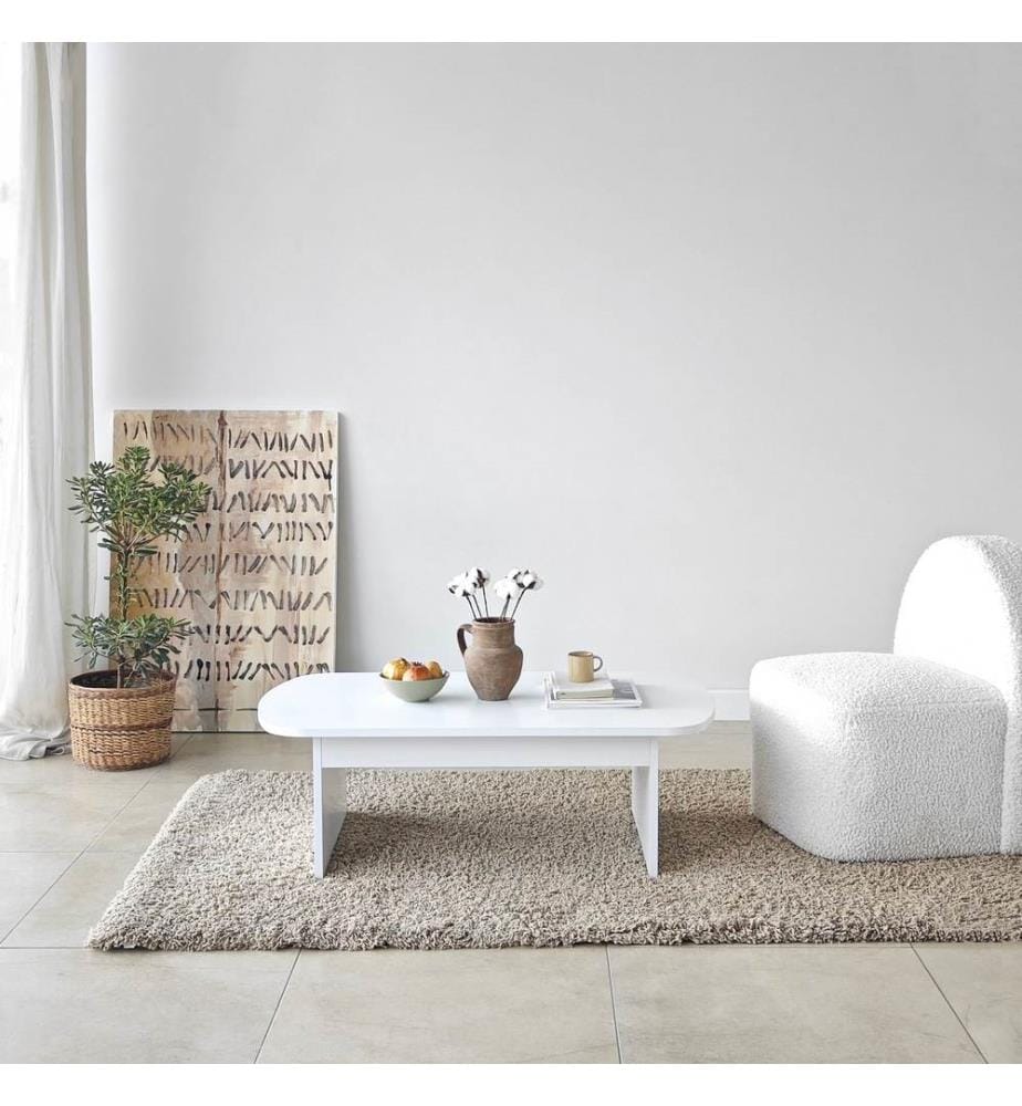 Table basse, blanc, PANNEAU DE PARTICULES ENTIÈREMENT REVÊTU DE MÉLAMINE